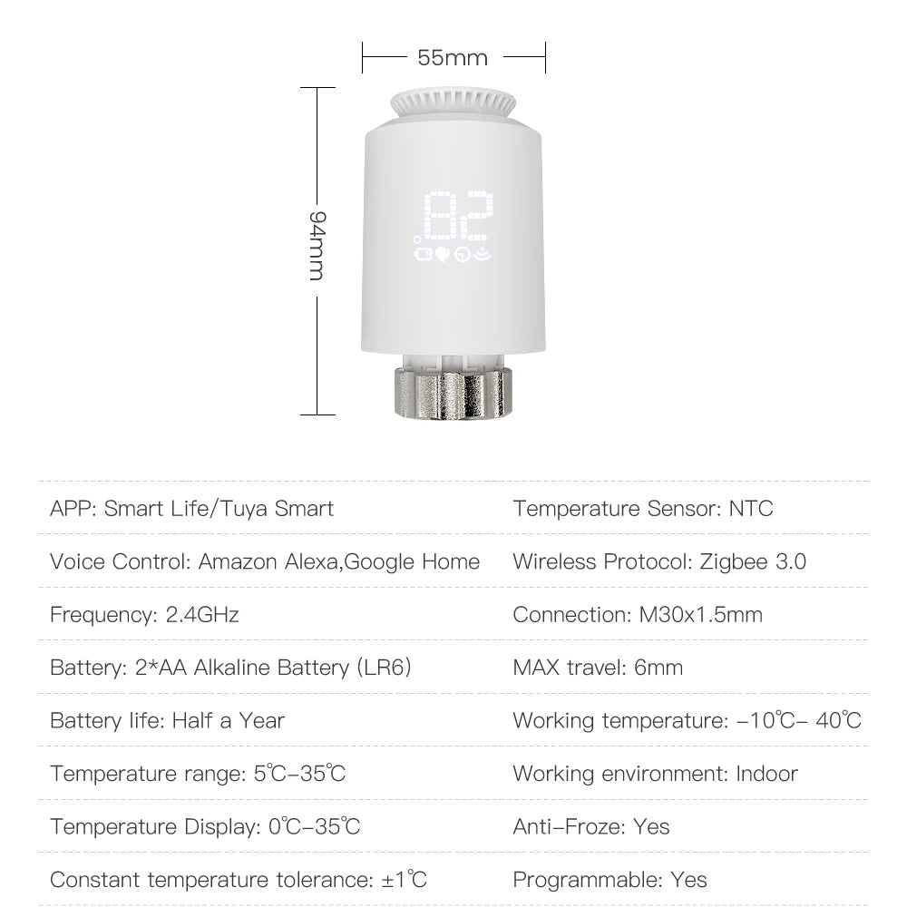 AVATTO Tuya ZigBee3.0 Smart Thermostat Radiator Actuator