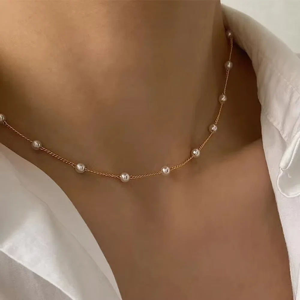 Pearl Heart Necklace Set – 14K Gold