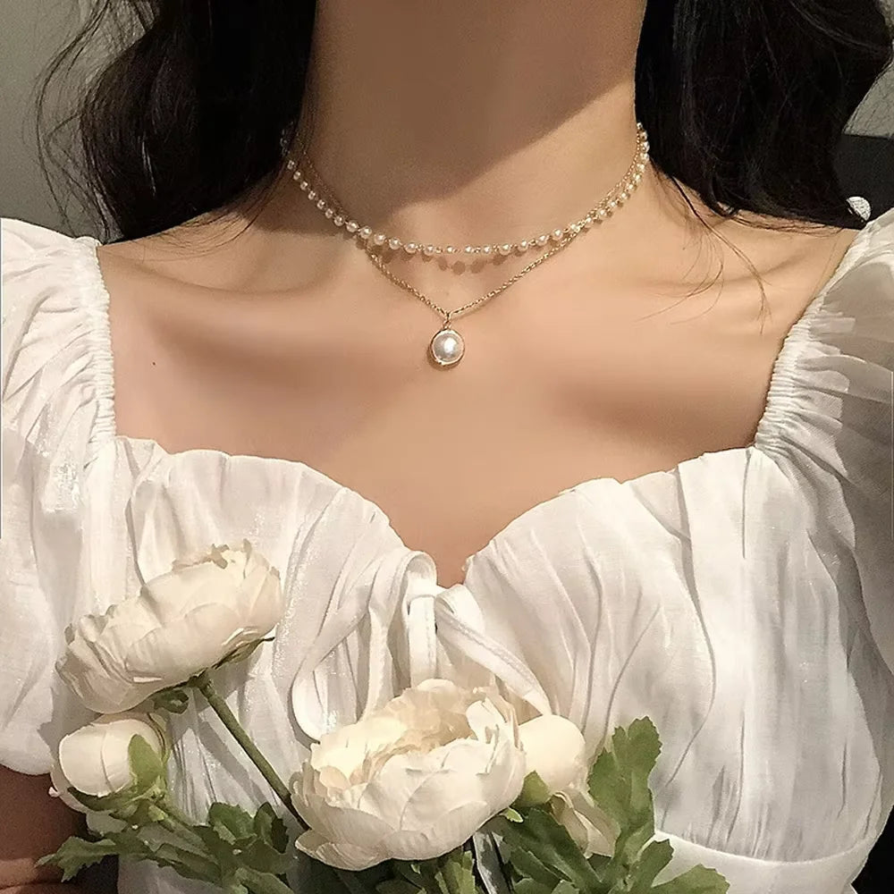 Pearl Heart Necklace Set – 14K Gold